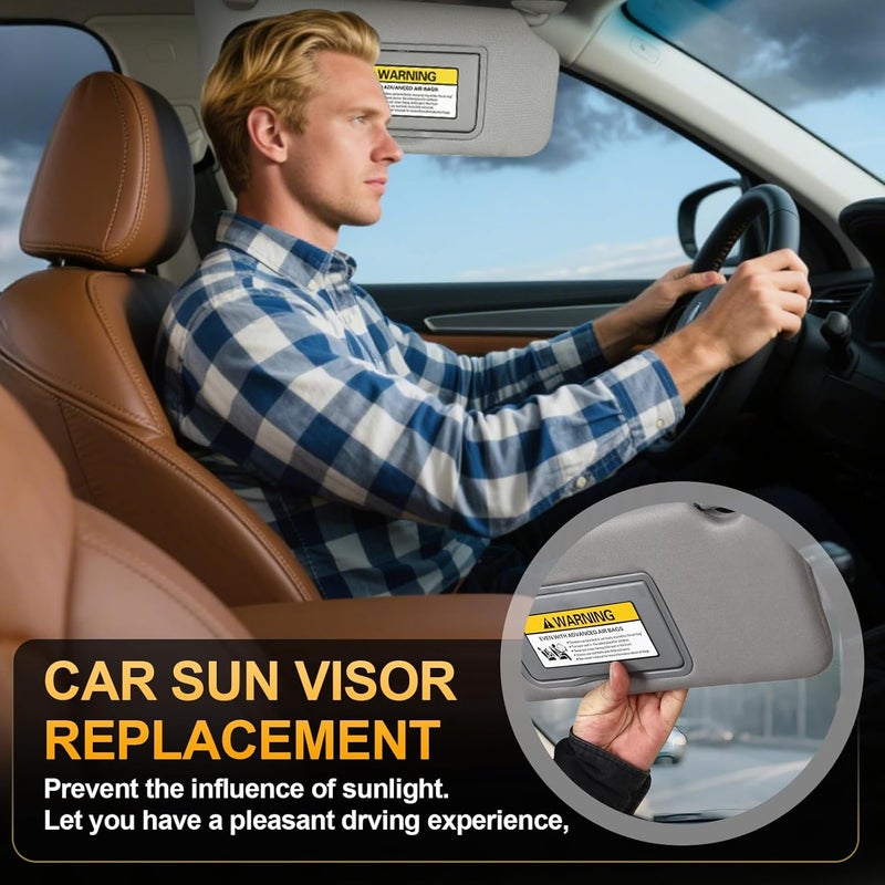 ItranMc Sunvisor Passenger Side for 2008-2017 Honda Accord Accessories, Right Side Sun Visor with Light Mirror, Gray, Replacement#83230-TA0-A91ZA - Image 3